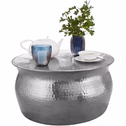 FineBuy Table Basse Métal 60x305x60 cm Table dappoint Design Bout de canapé [Argent]