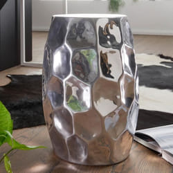 Table dappoint Métal FineBuy 30x47x30cm Ronde Orientale Argent