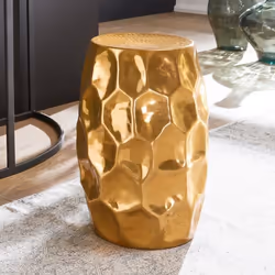 Table dappoint FINEBUY YADA - Aluminium - Design oriental - Plateau martelé - 30x47x30cm