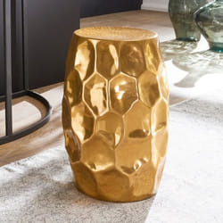 Table dappoint FINEBUY YADA - Aluminium - Design oriental - Plateau martelé - 30x47x30cm