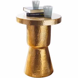 Table dappoint FineBuy en métal martelé 43x59x43 cm - Design oriental rond [dor]