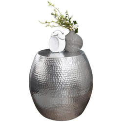 Table dappoint en métal FineBuy - Design oriental martelé - 42x42x42 cm - Gris argenté