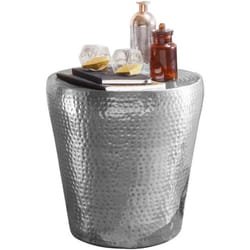 Table dappoint en métal argenté FineBuy - Design oriental martelé - 41x41x41 cm