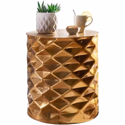 Table dappoint en métal FINEBUY - Design oriental martelé - Bout de canapé [dor]