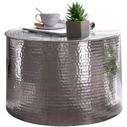 FineBuy Table Basse Métal 61x405x61 cm Table dappoint Design Bout de canapé [Argent]