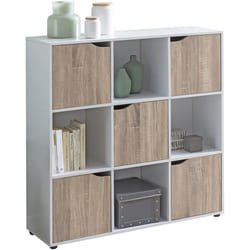 Étagère de rangement FineBuy - Blanc - 89 x 91 x 29 cm - 5 portes - Style classique - Intemporel