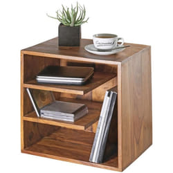 Table dappoint en bois massif Sheesham - FINEBUY - 43x43x30cm - Marron foncé - Meuble de salon
