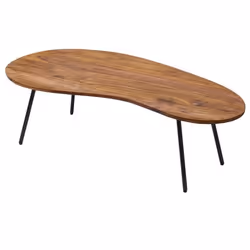 Table Basse Bois Massif - FINEBUY - 122x36x63cm - Style rétro - Verni - Marron foncé