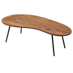 Table Basse Bois Massif - FINEBUY - 122x36x63cm - Style rétro - Verni - Marron foncé