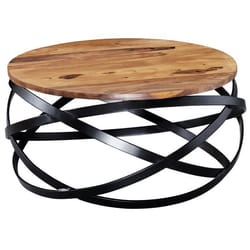 FineBuy Table Basse Bois Massif Métal 60x30x60cm Table dappoint Table de salon