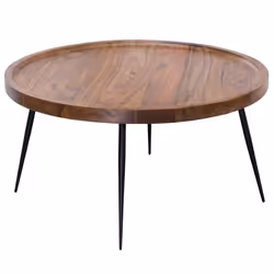 Table basse en bois massif Sheesham - FINEBUY - Style industriel - Verni - 75x39x75cm