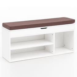 Banc de Rangement à Chaussure - FINEBUY - 104x51x32 cm - Blanc - Meuble d’entrée - Adulte