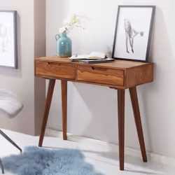Table console en bois massif Sheesham - FINEBUY - 90x76x36cm - 2 tiroirs - Marron