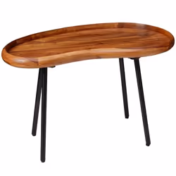 Table Basse Bois Massif Sheesham / Métal FineBuy - Style Rétro - 40x71x42 cm - Marron Foncé