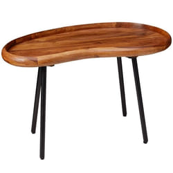 Table Basse Bois Massif Sheesham / Métal FineBuy - Style Rétro - 40x71x42 cm - Marron Foncé