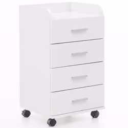 Caisson de Bureau FINEBUY - Blanc - 4 tiroirs - Design simple et pratique