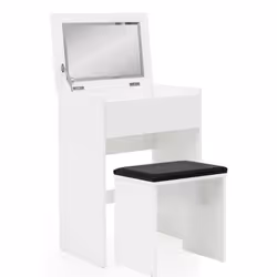 Coiffeuse - FINEBUY - FB51641 - Blanc - 60 x 81 x 40 cm - Miroir et rangements inclus
