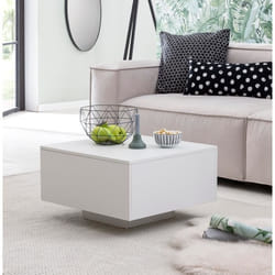 FineBuy Table Basse Blanc 60x355x60cm Table de Salon Table de Sofa Design Carré