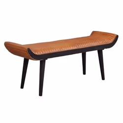 Banc en cuir véritable et bois massif FineBuy - Modèle rustique - 125 x 51 x 38 cm - Marron