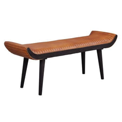 Banc en cuir véritable et bois massif FineBuy - Modèle rustique - 125 x 51 x 38 cm - Marron