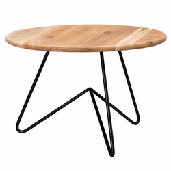 FineBuy Table Basse Bois Massif 60x395x60cm Table dappoint Table de salon Rond