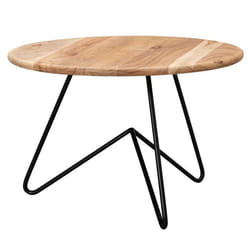 FineBuy Table Basse Bois Massif 60x395x60cm Table dappoint Table de salon Rond