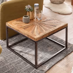 Table basse en bois massif FineBuy - Style moderne - Carré - Marron