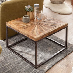 Table basse en bois massif FineBuy - Style moderne - Carré - Marron