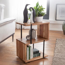 FineBuy Table dappoint Bois Massif 45x60x30cm Bout de canapé Table de Salon