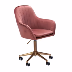 Chaise de bureau pivotante en velours rose - FINEBUY - Chaise coquille avec accoudoirs et dossier