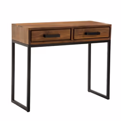 Table Console en Bois Massif 90 cm - FINEBUY - Moderne avec Tiroirs - Marron