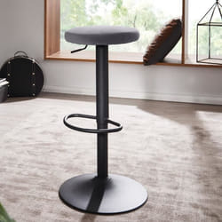 Tabouret de Bar Chaise de Bar Reglable 58 - 79cm Métal / Velours Moderne - FINEBUY - Gris foncé