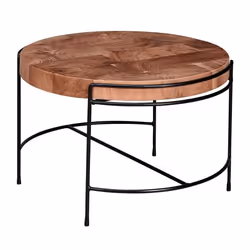 Table basse - FINEBUY - Bois dacacia massif - Ronde - Style industriel