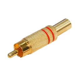 Adaptateur Cinch - Hollywood - Rouge - RCA mâle - Transmission audio/vidéo - Plaqué or