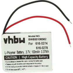 Vhbw - Batterie compatible avec Apple IPod Shuffle G2 1GB, G3 lecteur de musique MP3 (100mAh, 3,7V, Li-ion)