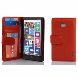 Etui Housse - CADORABO - Nokia Lumia 930 - Simili-cuir - Rouge Cerise - Portefeuille avec fentes