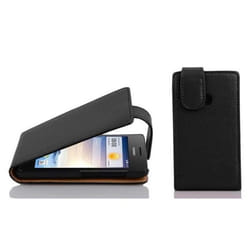 Coque - CADORABO - Huawei ASCEND Y330 - Simili cuir - Noir de jais - Flip design avec fermeture magnétique
