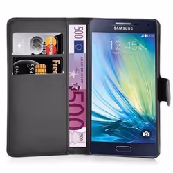 Coque pour Samsung Galaxy A3 2015 Housse en NOIR DE JAIS Etui Case Cover Protection fermeture magnétique Portefeuille