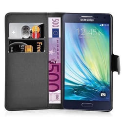 Coque pour Samsung Galaxy A3 2015 Housse en NOIR DE JAIS Etui Case Cover Protection fermeture magnétique Portefeuille