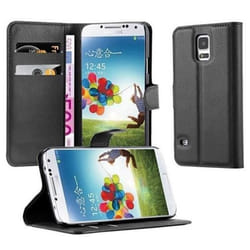 Cadorabo Coque Samsung Galaxy S5 NOIR Housse Etui Case Cover Complète Protection Fermoire Magnétique (supporte Stand et fente carte)
