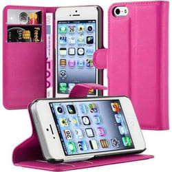 Coque - CADORABO - iPhone 5/5S/SE - Simili-cuir - Rose Bonbon - Protection Complète avec Stand