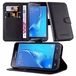 Etui de Protection - CADORABO - Samsung Galaxy J3 2015 - Simili-cuir - Noir de Jais - Fonction Stand Horizontal