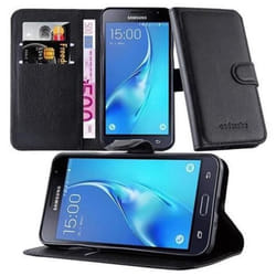 Etui de Protection - CADORABO - Samsung Galaxy J3 2015 - Simili-cuir - Noir de Jais - Fonction Stand Horizontal