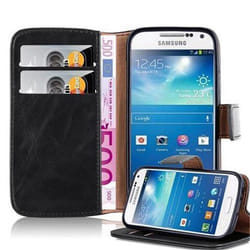 Coque - CADORABO - Samsung Galaxy S4 MINI - Simili-cuir - Noir de jais - Housse avec support carte