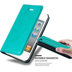 Housse Étui - CADORABO - iPhone 4 / 4S - Turquoise Pétrole - Fermeture Magnétique Invisible - Protection Chocs