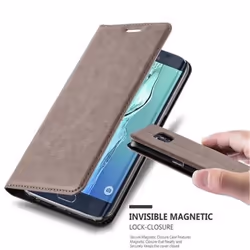 Coque Samsung Galaxy S6 EDGE en MARRON CAFÉ de Cadorabo (Design FERMETURE MAGNÉTIQUE INVISIBLE) Etui de Protection Complète a ...
