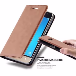 Étui Samsung Galaxy J1 2016 - CADORABO - Marron - Simili-cuir - Fermeture magnétique - Fonction stand