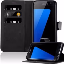 Cadorabo Coque Samsung Galaxy S7 EDGE NOIR Housse Etui Case Cover Complète Protection Fermoire Magnétique supporte Stand fent ...