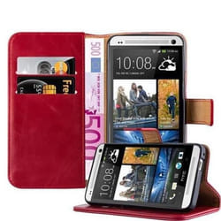 Coque HTC ONE M7 - CADORABO - Rouge Cerise - Simili-cuir - Design Luxury - Protection Complète