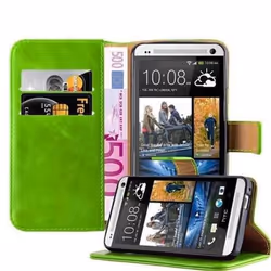 Coque HTC ONE M7 - CADORABO - Design LUXURY - Simili-cuir - Vert - Protection Complète